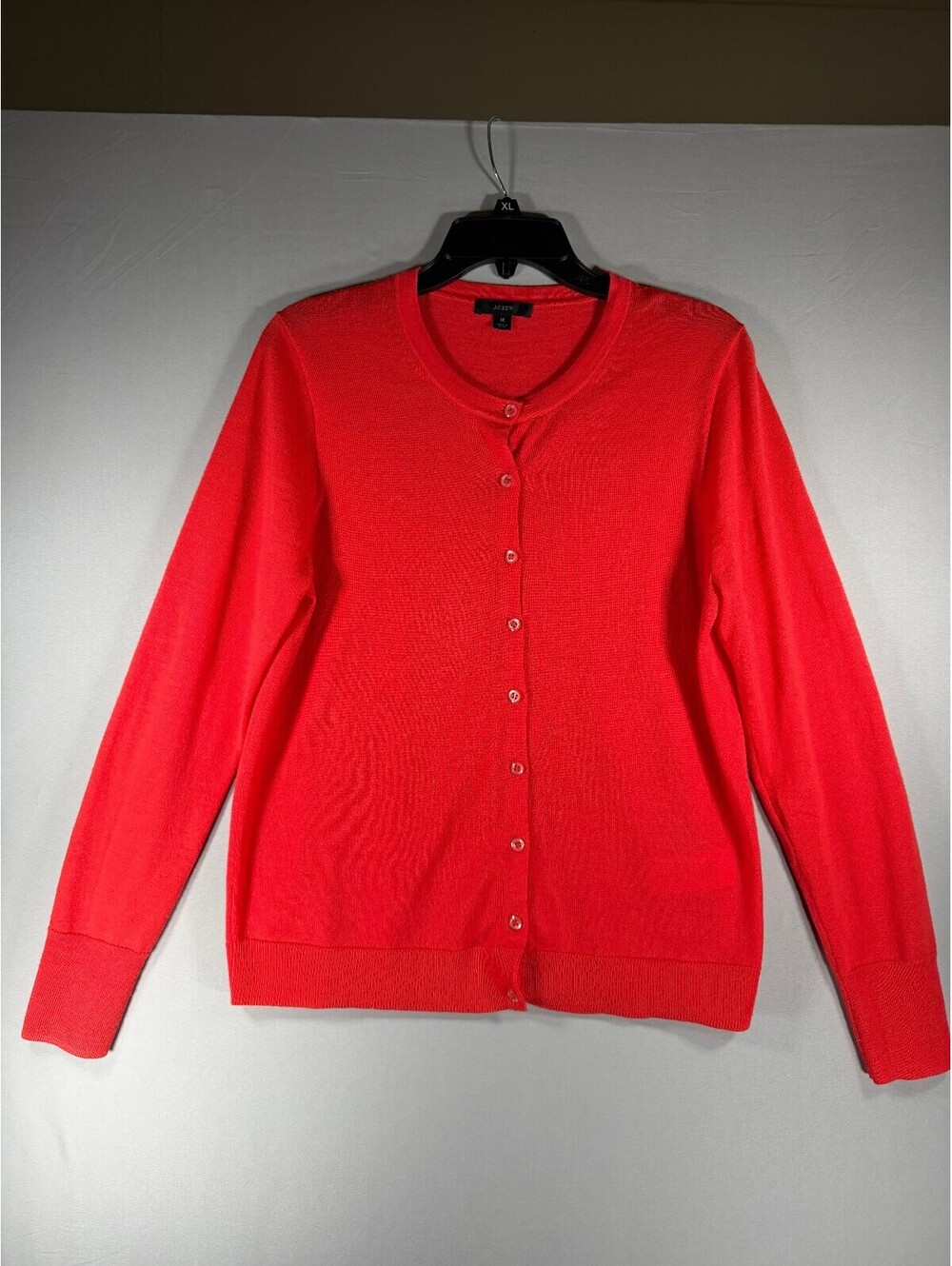 J.Crew Women's Red/Orange Merino Wool Button-Up Cardigan Sweater Size Medium